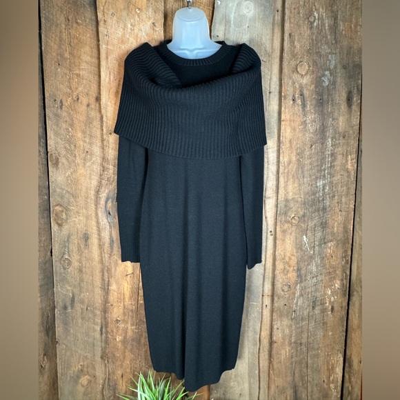 Worth Black Wool Knit Dress with Wrap - Size Petite - Picture 1 of 10